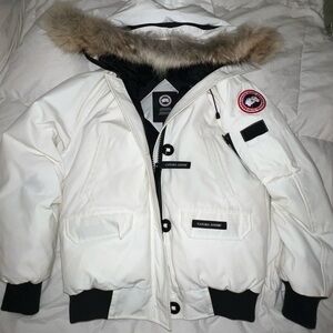 Canada Goose White Parka with Fur Trim